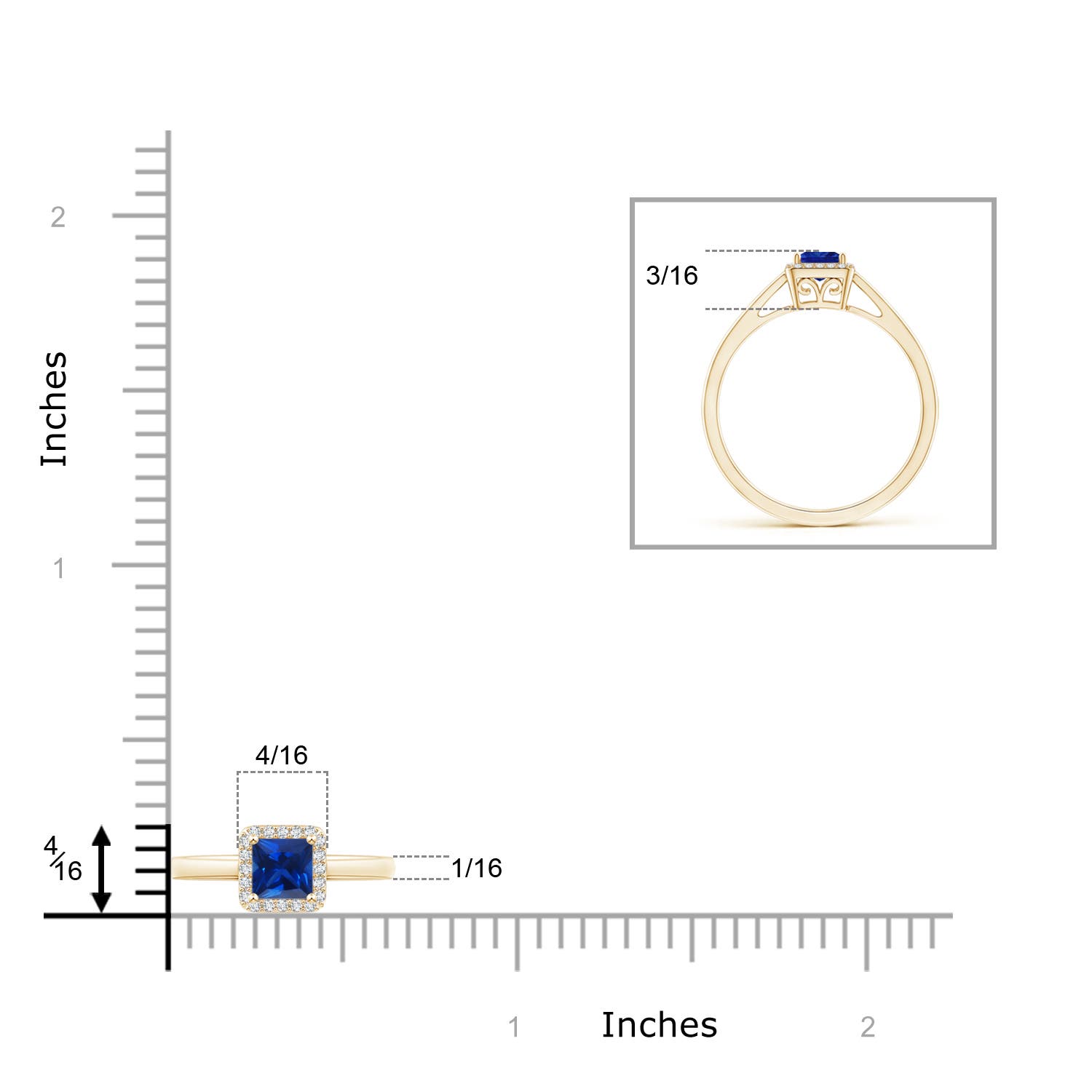 AAAA - Blue Sapphire / 0.46 CT / 14 KT Yellow Gold