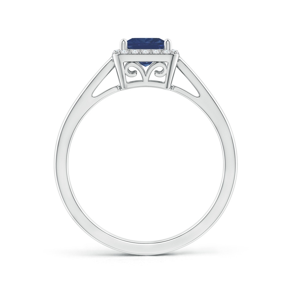 5mm A Classic Square Blue Sapphire Halo Ring in P950 Platinum side 199