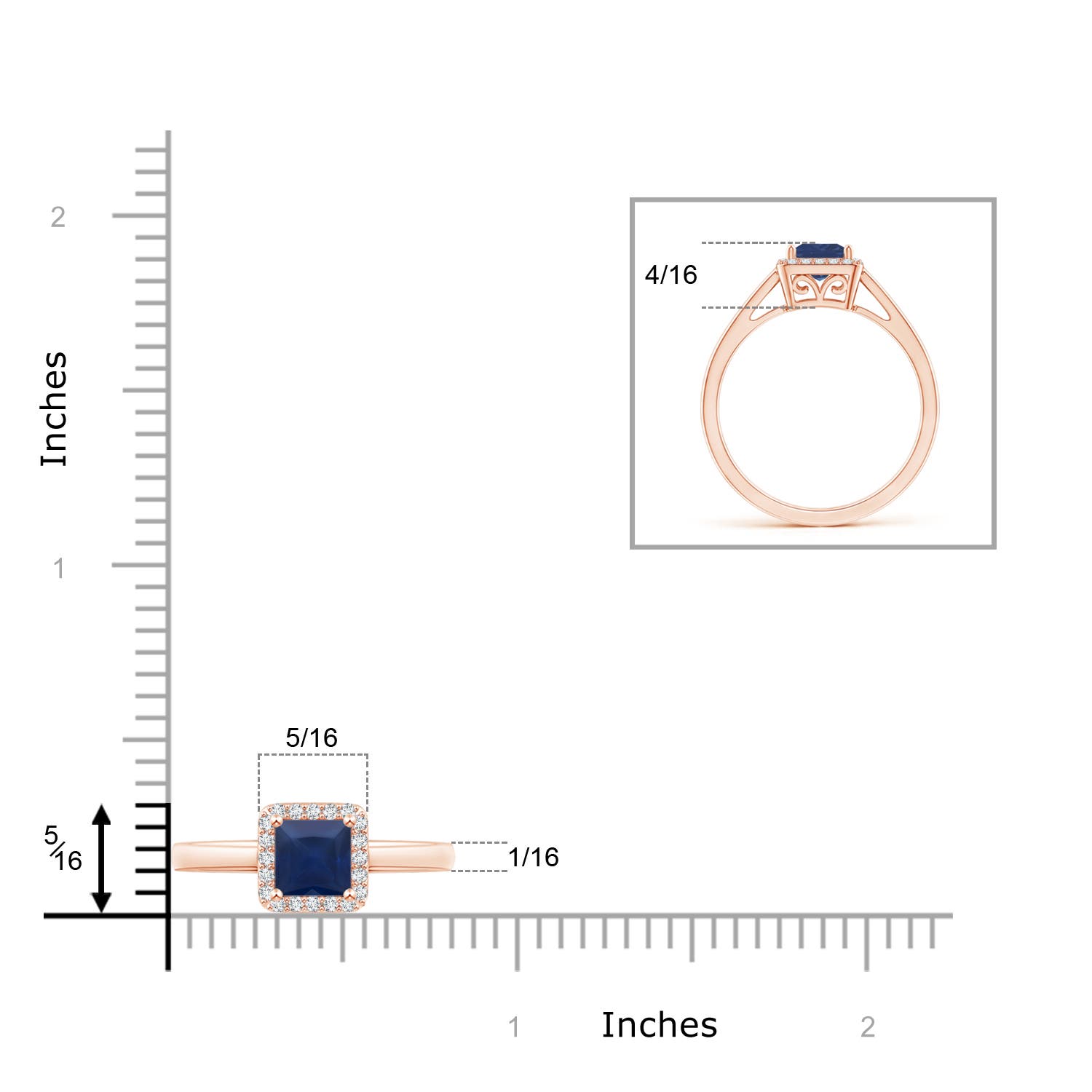 A - Blue Sapphire / 0.77 CT / 14 KT Rose Gold