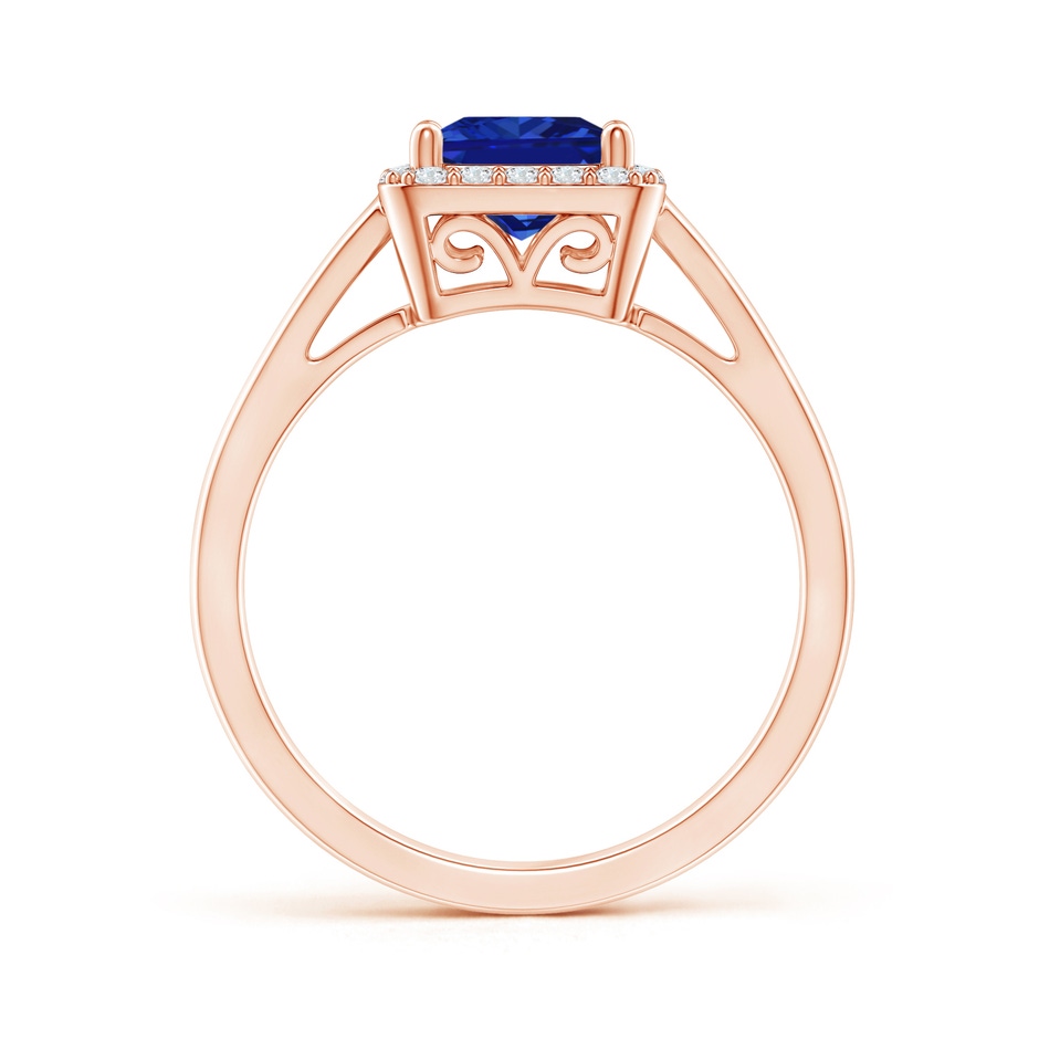 6mm AAAA Classic Square Blue Sapphire Halo Ring in Rose Gold side 199