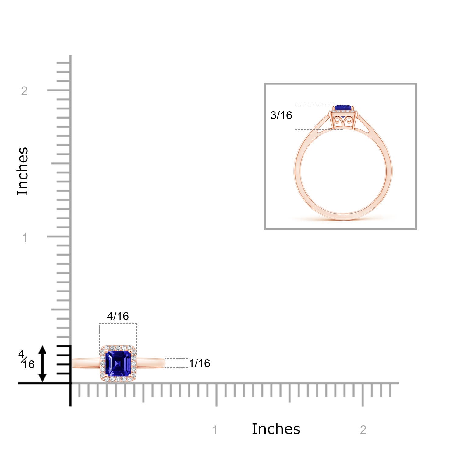 AAAA - Tanzanite / 0.41 CT / 14 KT Rose Gold