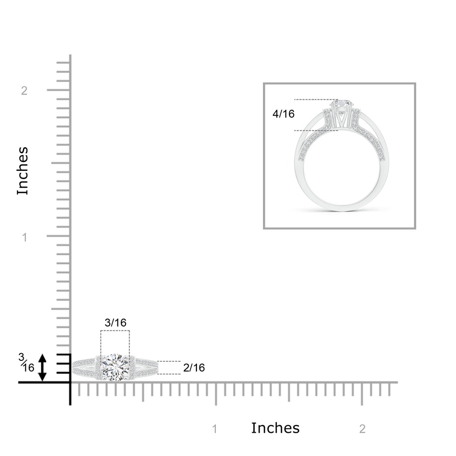 5.5mm HSI2 Vintage Style Diamond Split Shank Ring in White Gold product image