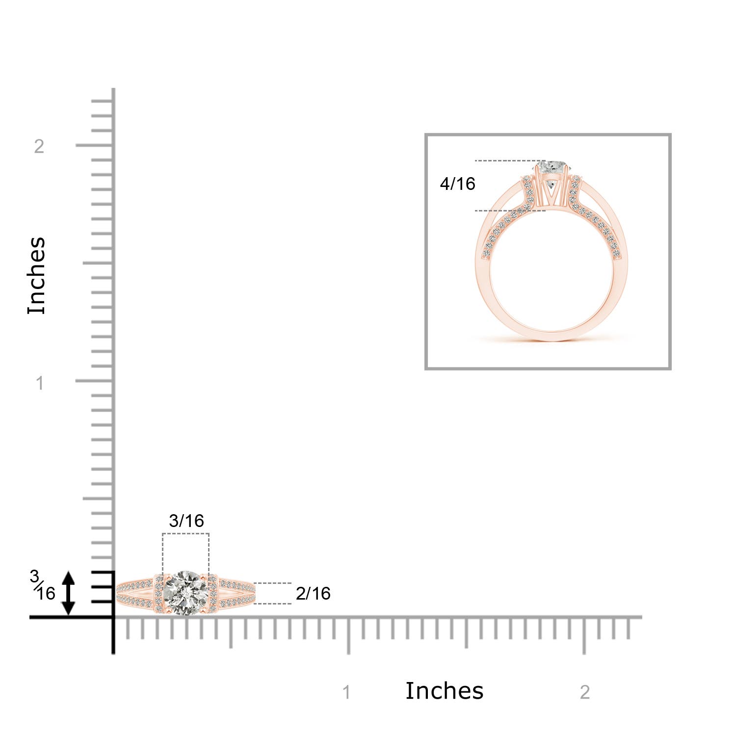 K, I3 / 1.14 CT / 14 KT Rose Gold