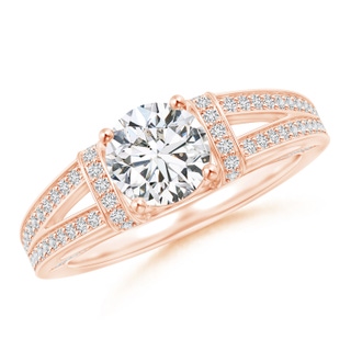 6.5mm HSI2 Vintage Style Diamond Split Shank Ring in Rose Gold