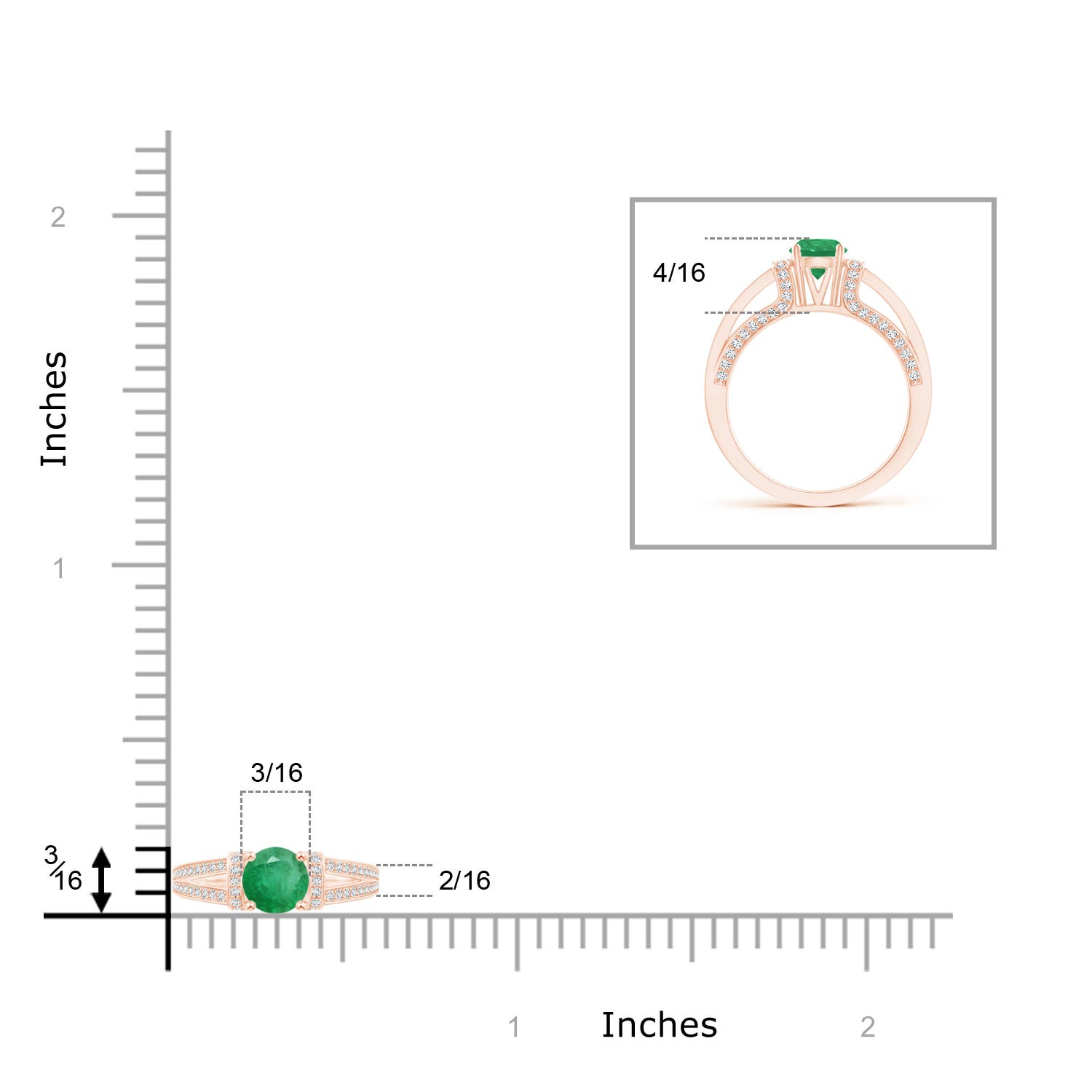 A - Emerald / 1.06 CT / 14 KT Rose Gold