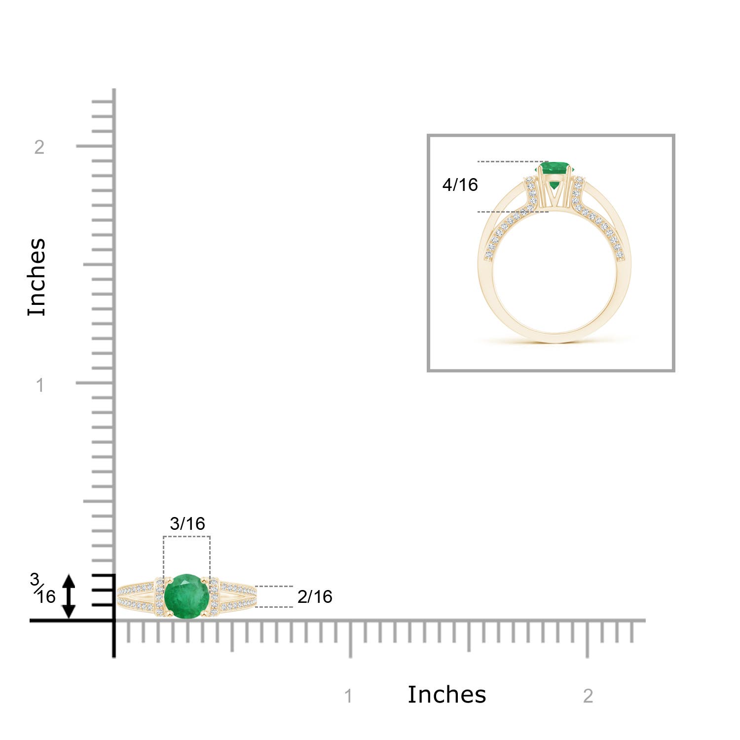 A - Emerald / 1.06 CT / 14 KT Yellow Gold