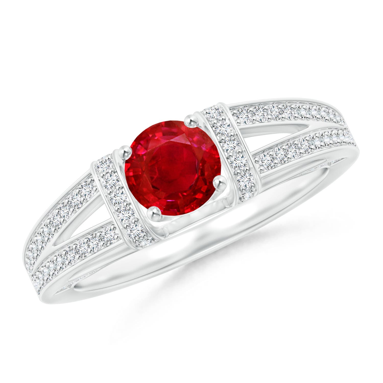 AAA - Ruby / 1.26 CT / 14 KT White Gold