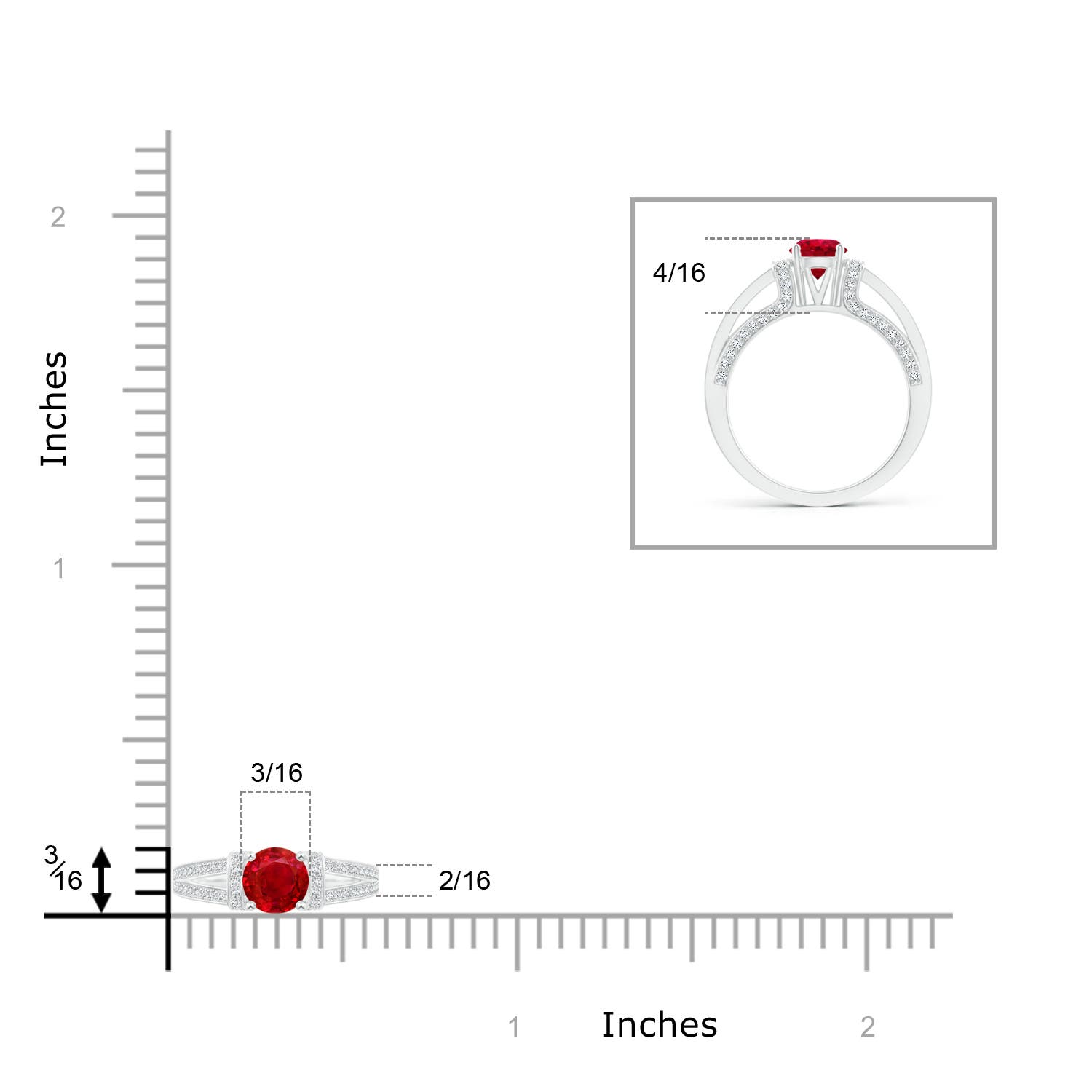 AAA - Ruby / 1.26 CT / 14 KT White Gold