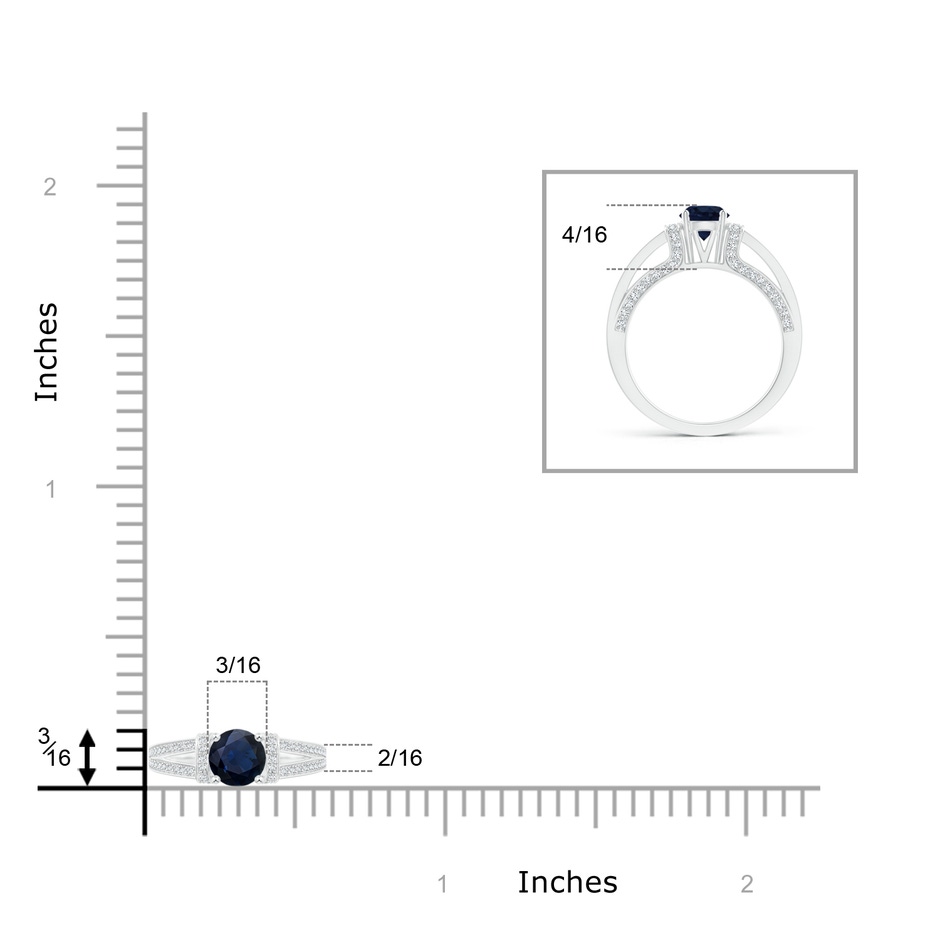 5.5mm A Vintage Style Blue Sapphire Split Shank Ring with Diamonds in White Gold product image