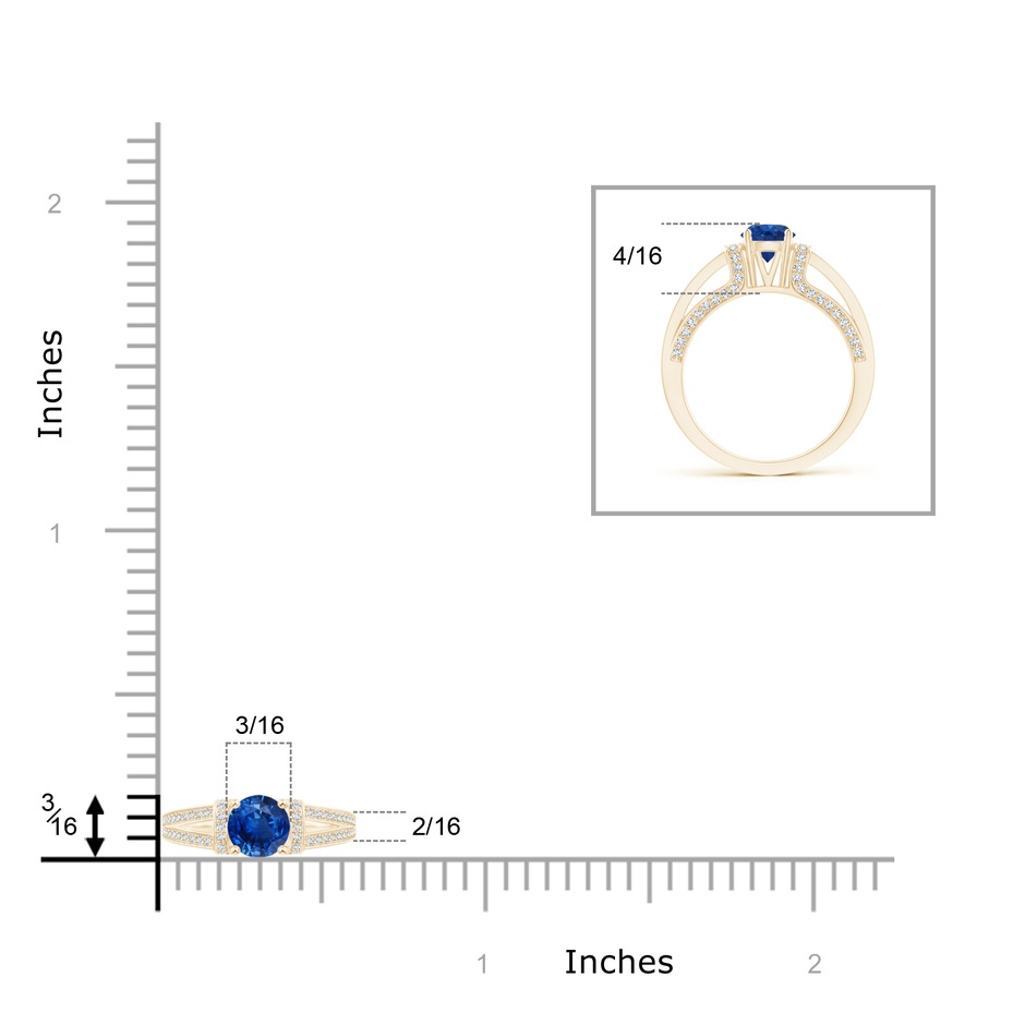 5.5mm AAA Vintage Style Blue Sapphire Split Shank Ring with Diamonds in Yellow Gold product image