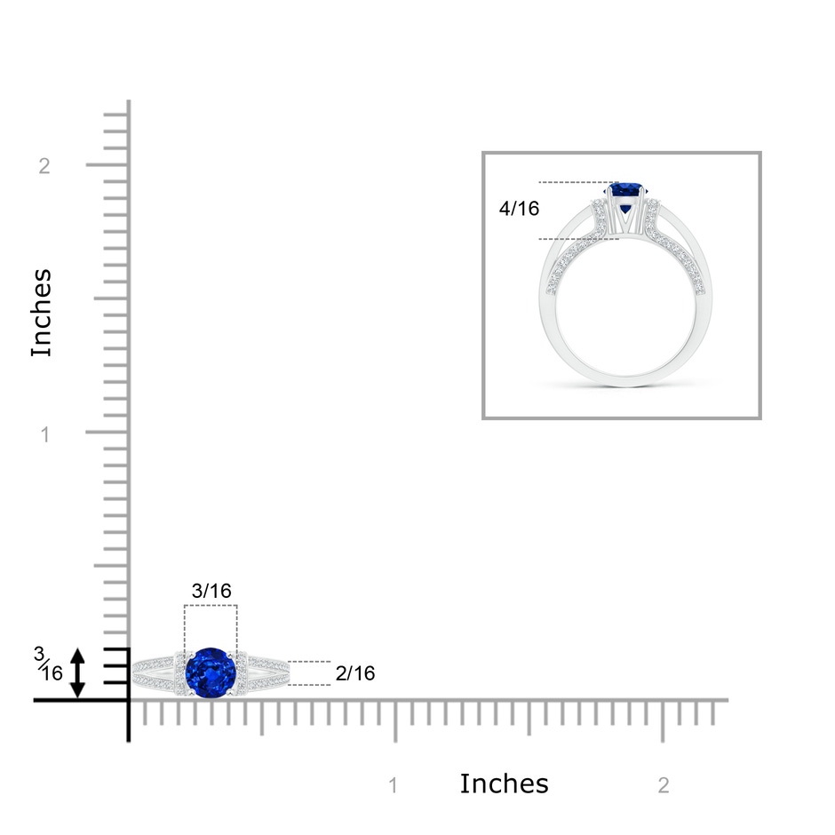 5.5mm AAAA Vintage Style Blue Sapphire Split Shank Ring with Diamonds in P950 Platinum product image