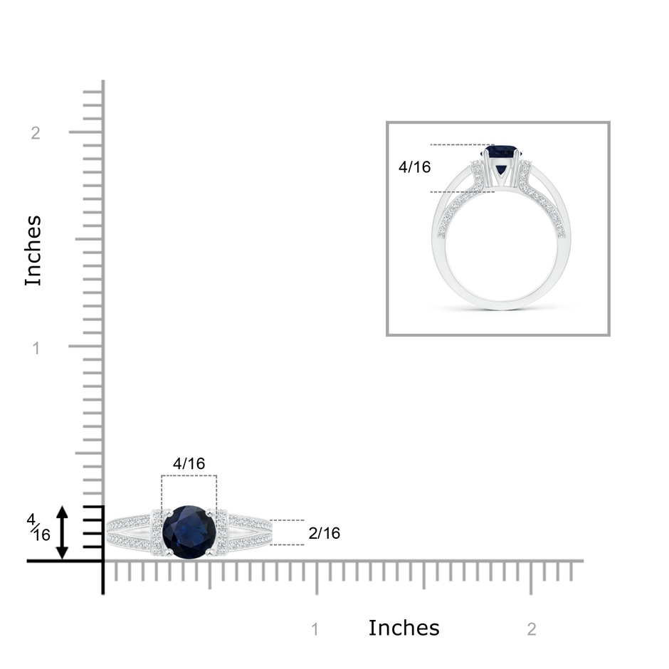 6.5mm A Vintage Style Blue Sapphire Split Shank Ring with Diamonds in White Gold product image