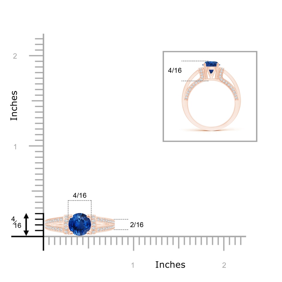6.5mm AAA Vintage Style Blue Sapphire Split Shank Ring with Diamonds in Rose Gold product image