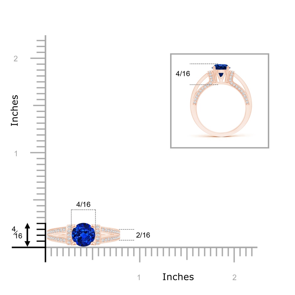 6.5mm AAAA Vintage Style Blue Sapphire Split Shank Ring with Diamonds in Rose Gold product image