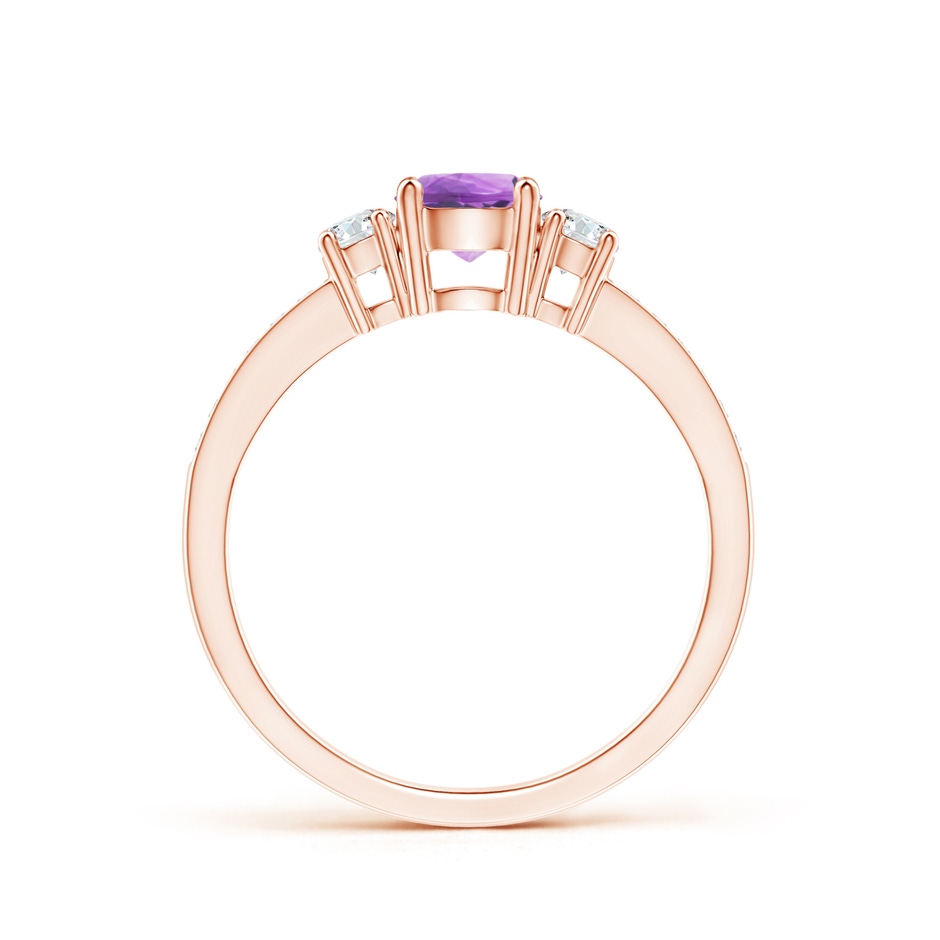 5mm A Classic Three Stone Amethyst and Diamond Ring in Rose Gold side 199