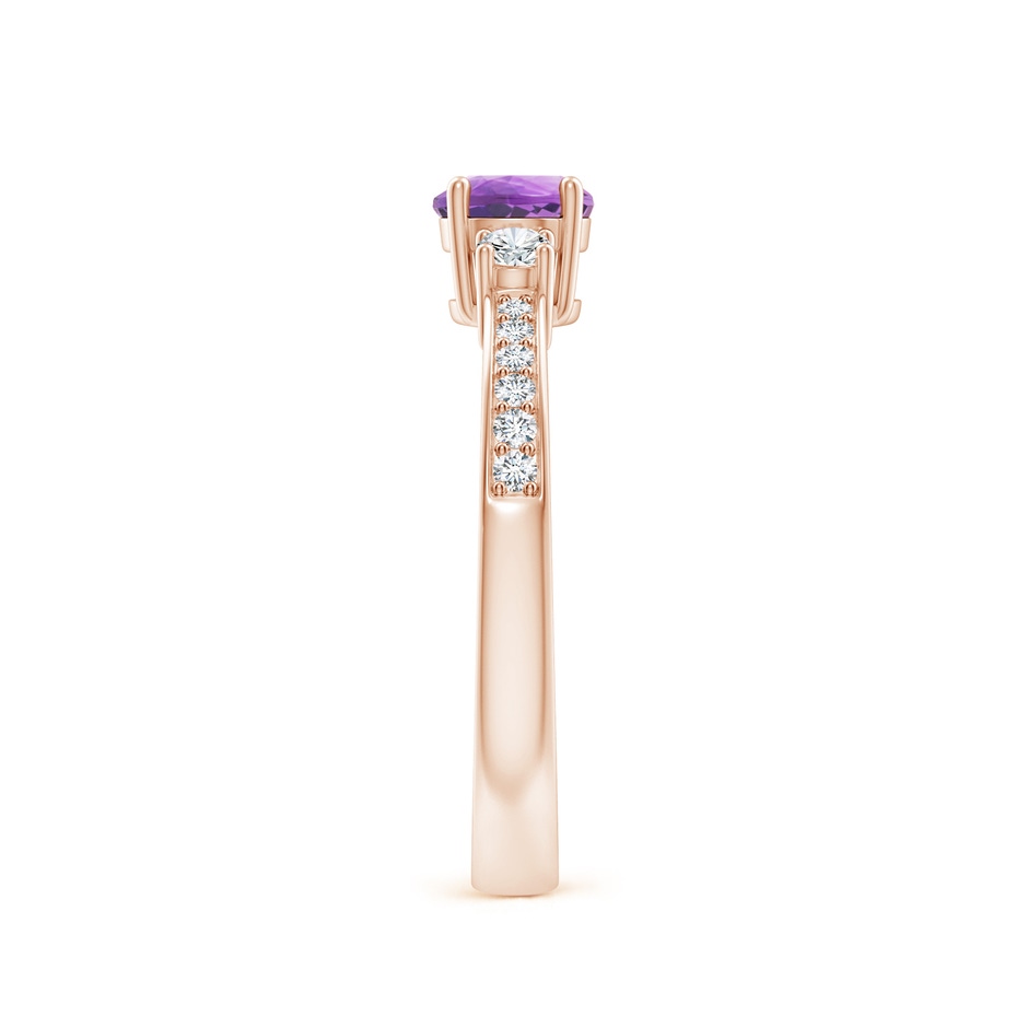 5mm A Classic Three Stone Amethyst and Diamond Ring in Rose Gold side 299