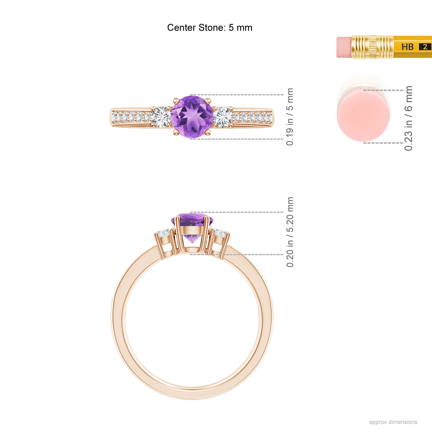 A - Amethyst / 0.66 CT / 14 KT Rose Gold