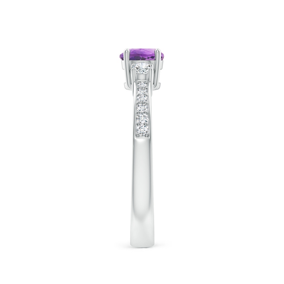 5mm A Classic Three Stone Amethyst and Diamond Ring in S999 Silver side 299