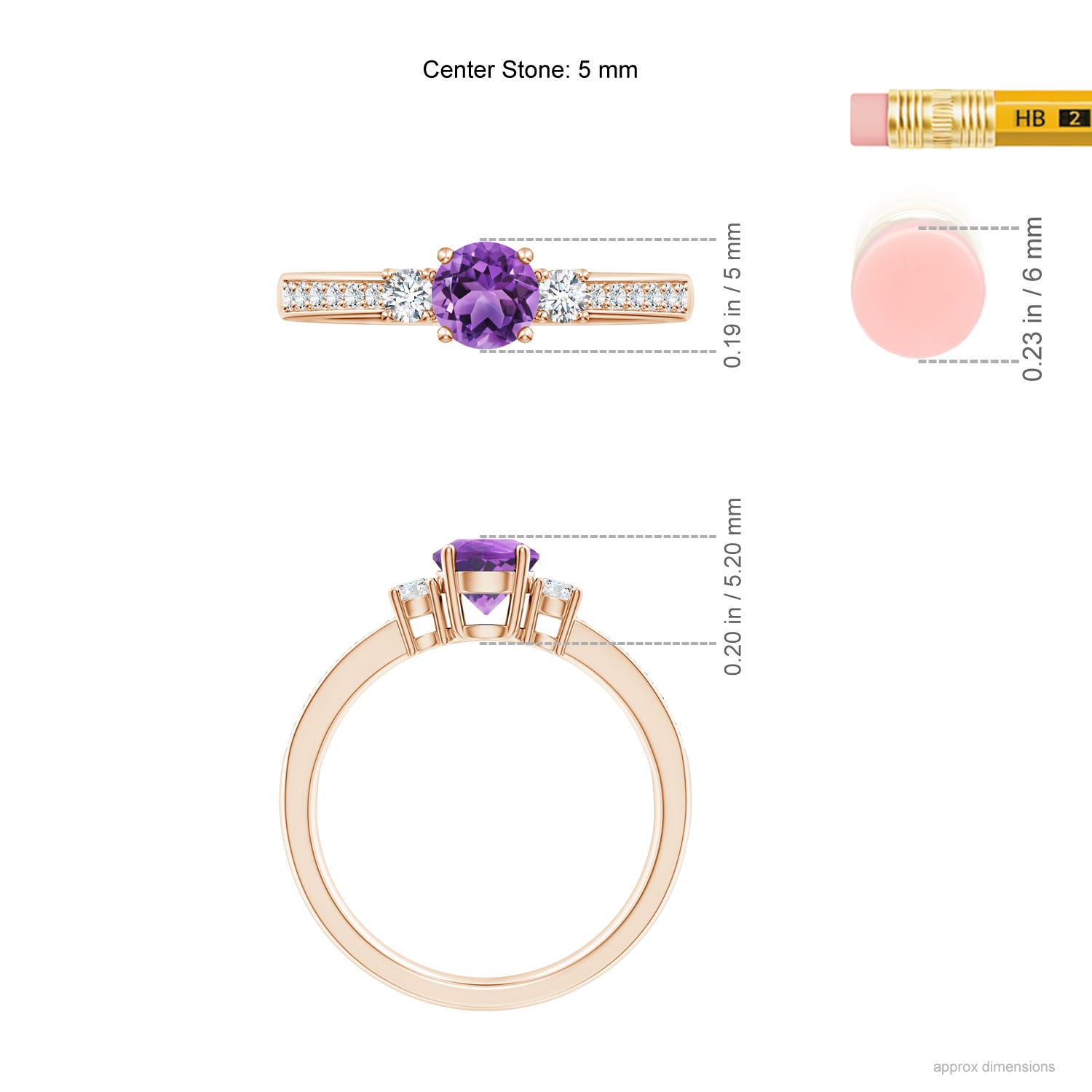 AA - Amethyst / 0.66 CT / 14 KT Rose Gold