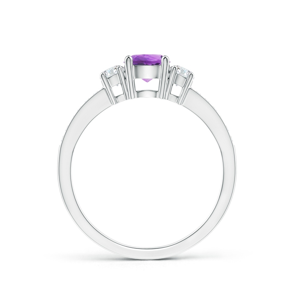 5mm AA Classic Three Stone Amethyst and Diamond Ring in S999 Silver side 199