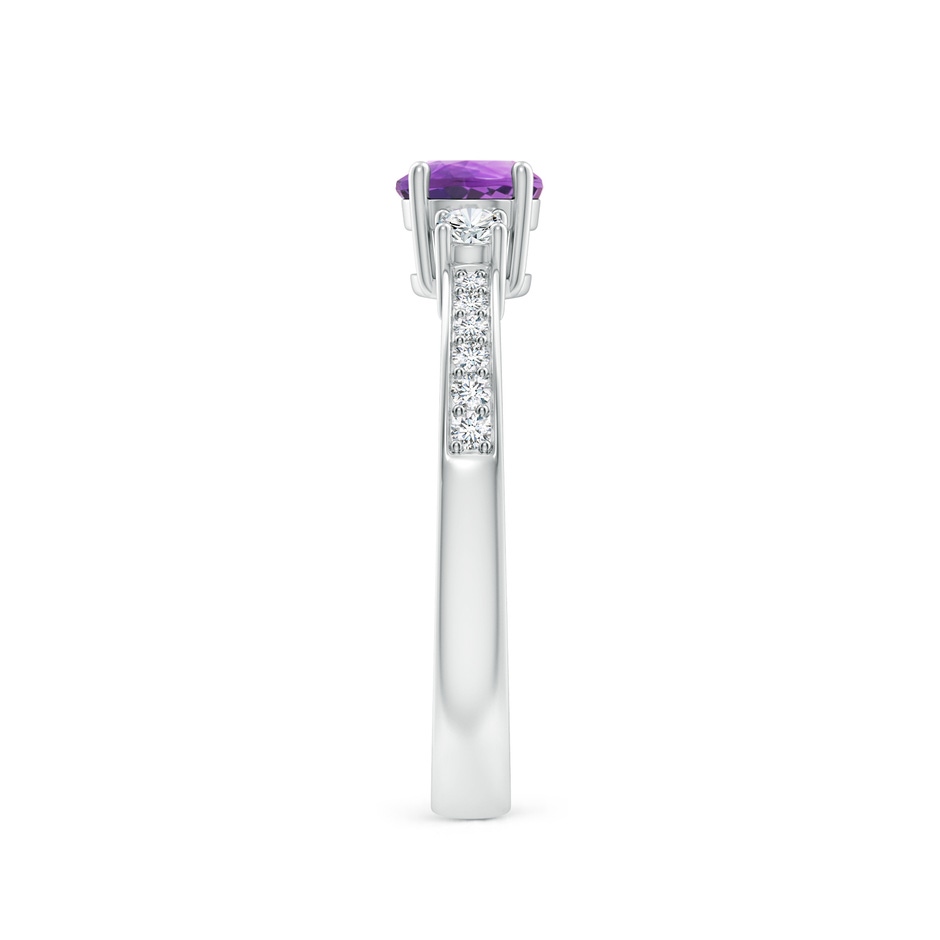 5mm AA Classic Three Stone Amethyst and Diamond Ring in S999 Silver side 299