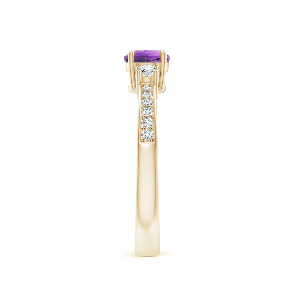 5mm AA Classic Three Stone Amethyst and Diamond Ring in Yellow Gold side 299