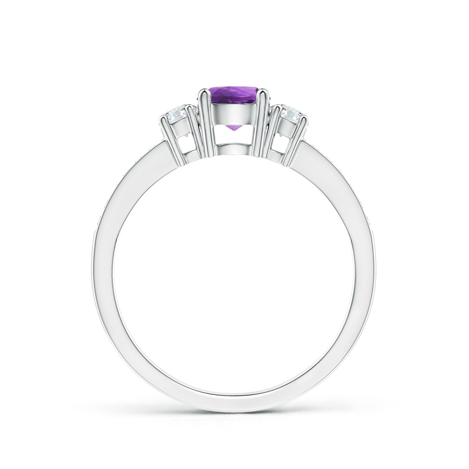 5mm AAA Classic Three Stone Amethyst and Diamond Ring in White Gold side 199