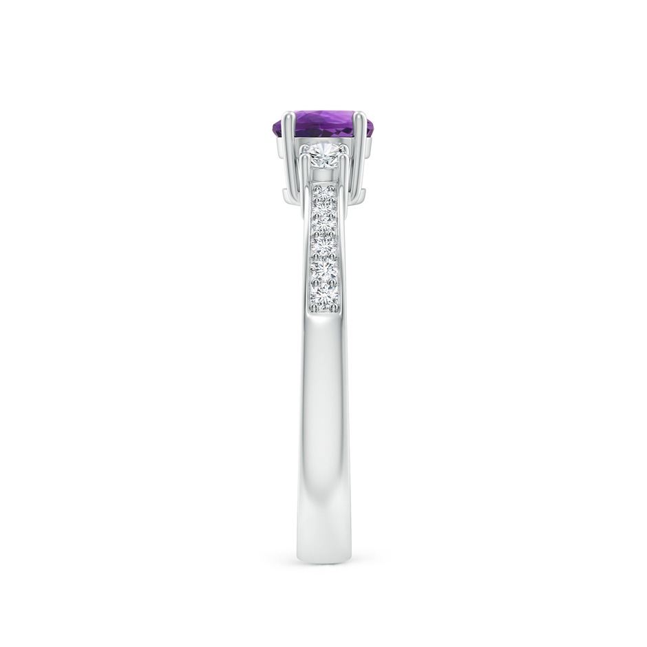 5mm AAA Classic Three Stone Amethyst and Diamond Ring in White Gold side 299