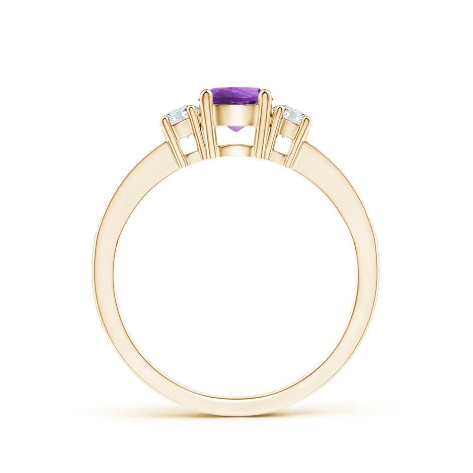 5mm AAA Classic Three Stone Amethyst and Diamond Ring in Yellow Gold side 199
