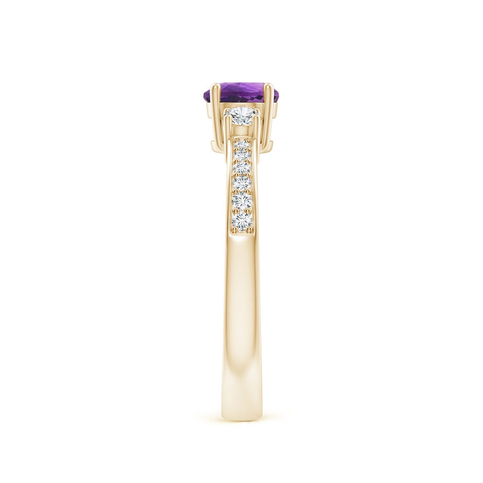 5mm AAA Classic Three Stone Amethyst and Diamond Ring in Yellow Gold side 299