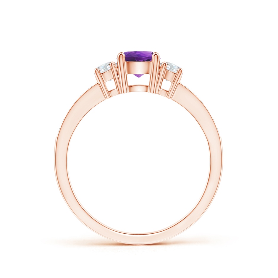5mm AAAA Classic Three Stone Amethyst and Diamond Ring in Rose Gold side 199