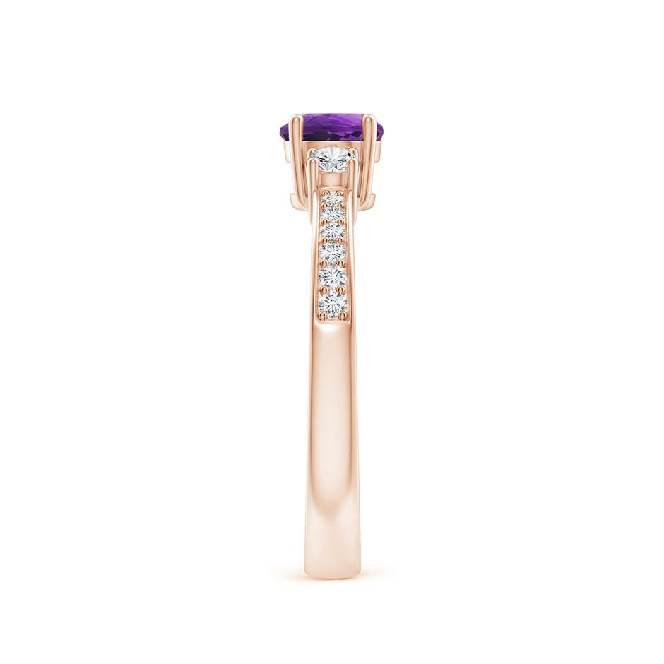5mm AAAA Classic Three Stone Amethyst and Diamond Ring in Rose Gold side 299