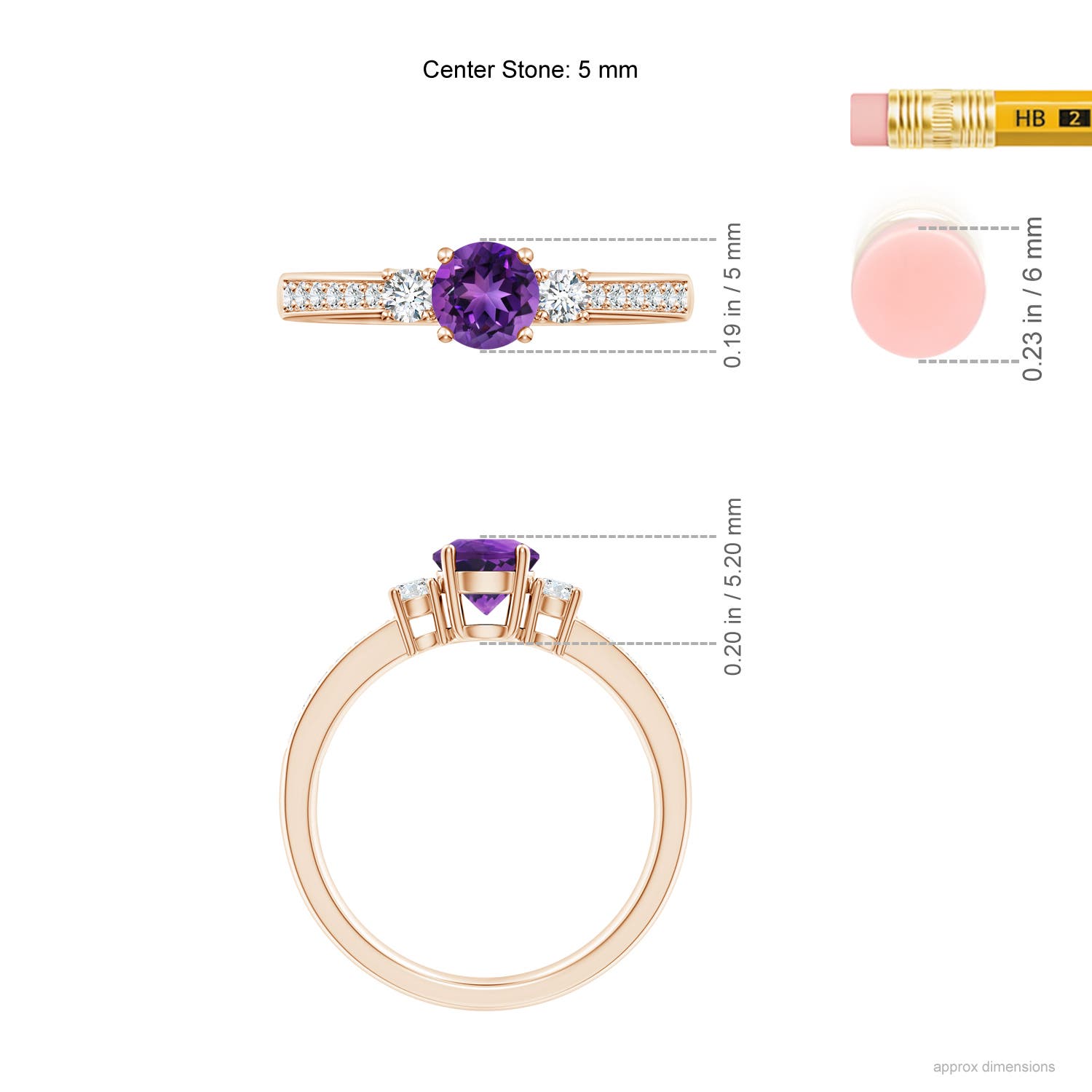 AAAA - Amethyst / 0.66 CT / 14 KT Rose Gold