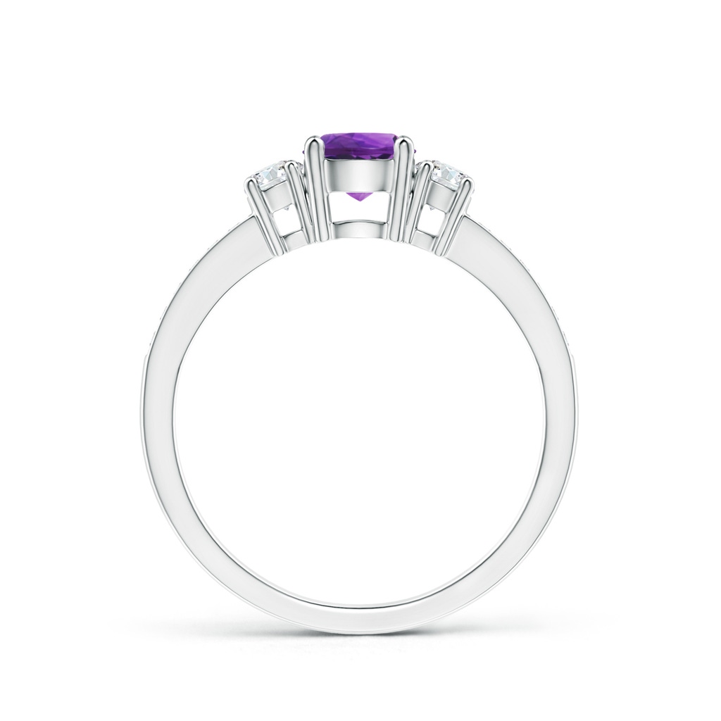 5mm AAAA Classic Three Stone Amethyst and Diamond Ring in S999 Silver - side 199