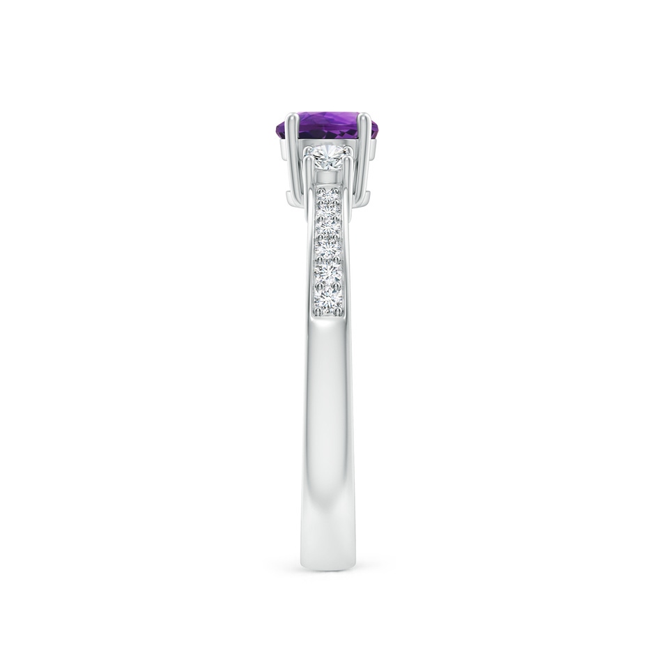 5mm AAAA Classic Three Stone Amethyst and Diamond Ring in White Gold side 299