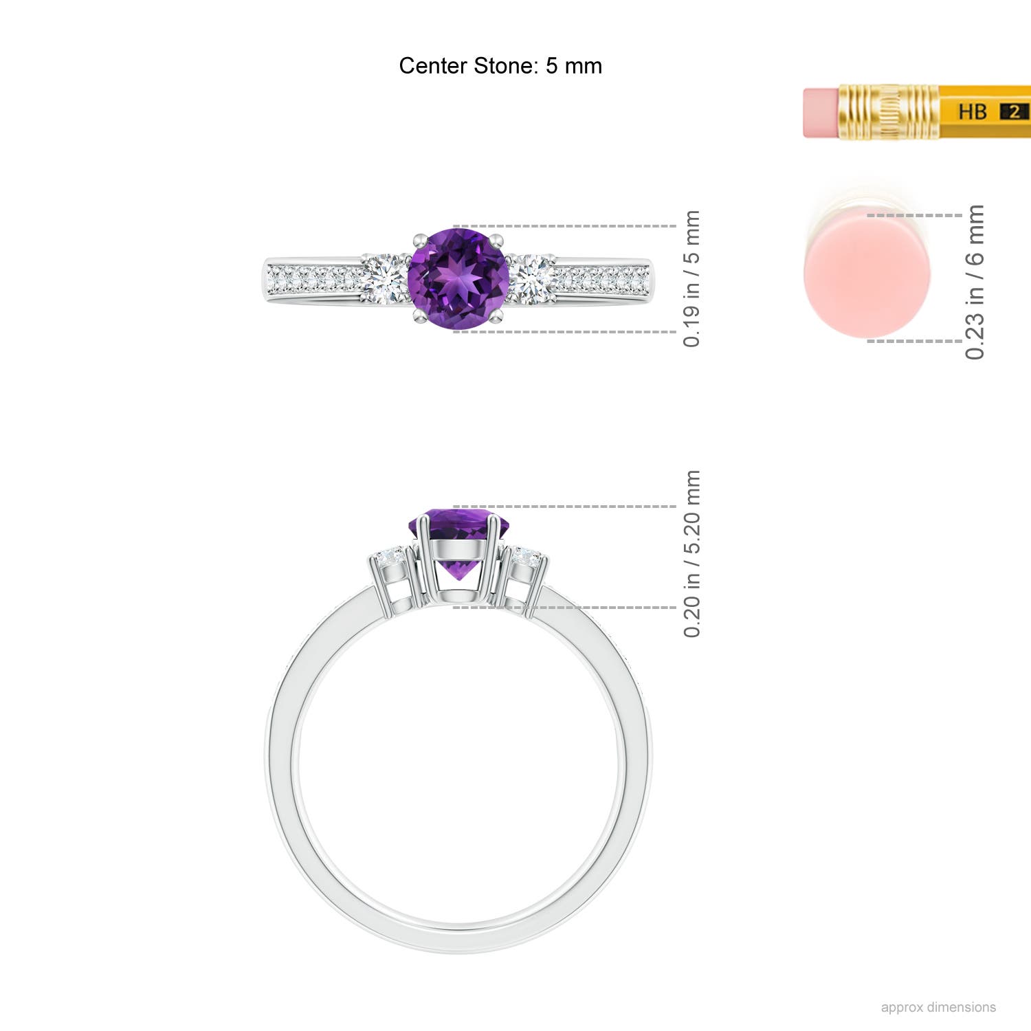 AAAA - Amethyst / 0.66 CT / 14 KT White Gold