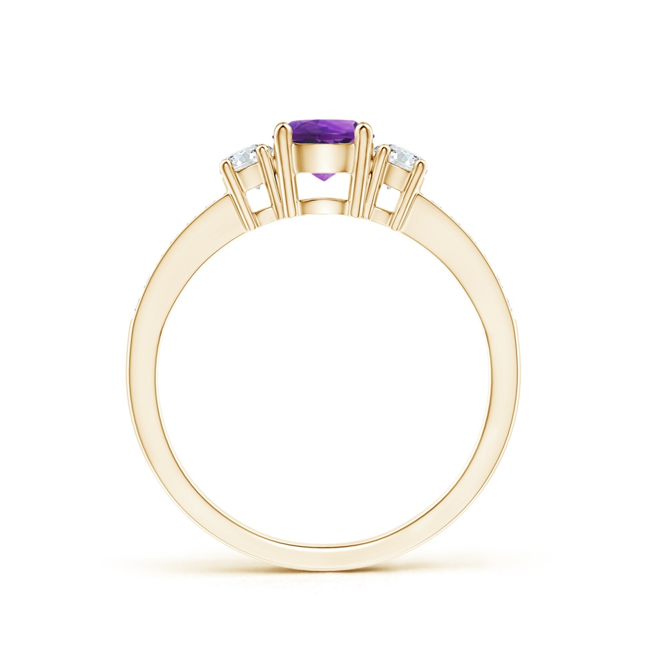 5mm AAAA Classic Three Stone Amethyst and Diamond Ring in Yellow Gold side 199