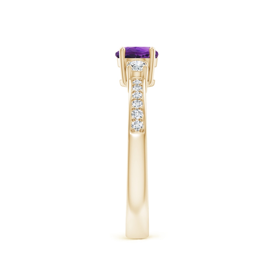 5mm AAAA Classic Three Stone Amethyst and Diamond Ring in Yellow Gold side 299