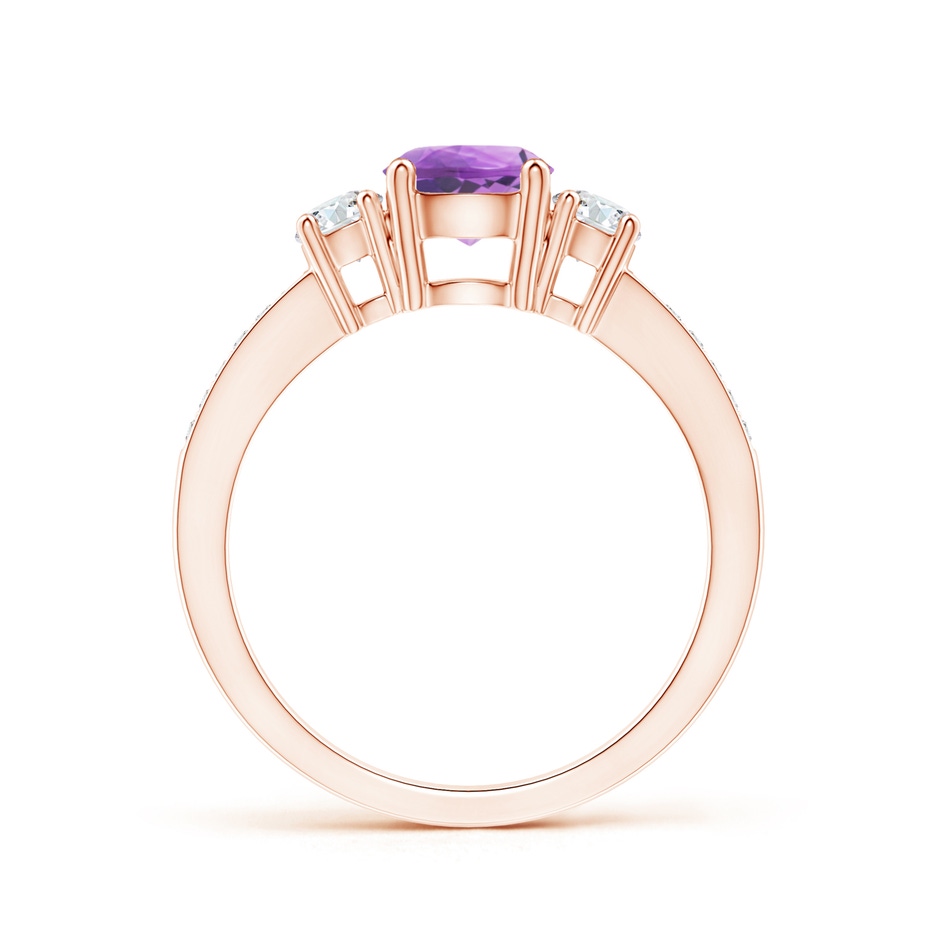 6mm A Classic Three Stone Amethyst and Diamond Ring in Rose Gold side 199