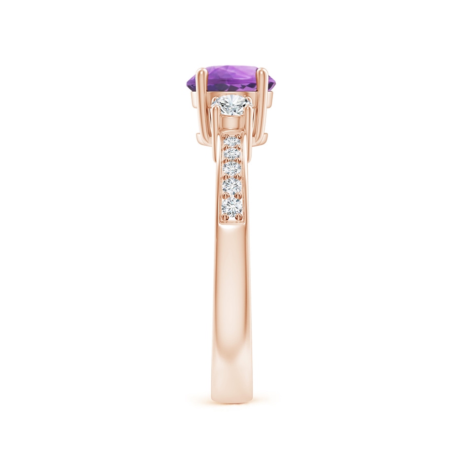 6mm A Classic Three Stone Amethyst and Diamond Ring in Rose Gold side 299