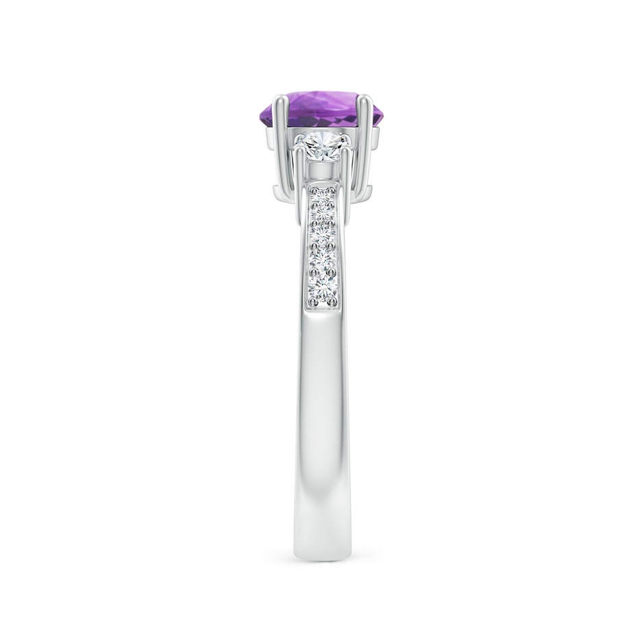6mm A Classic Three Stone Amethyst and Diamond Ring in S999 Silver side 299