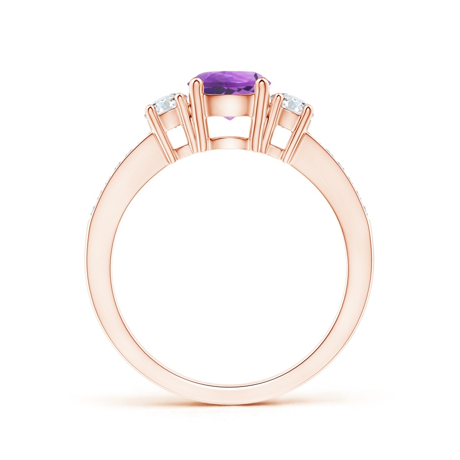 6mm AA Classic Three Stone Amethyst and Diamond Ring in Rose Gold side 199