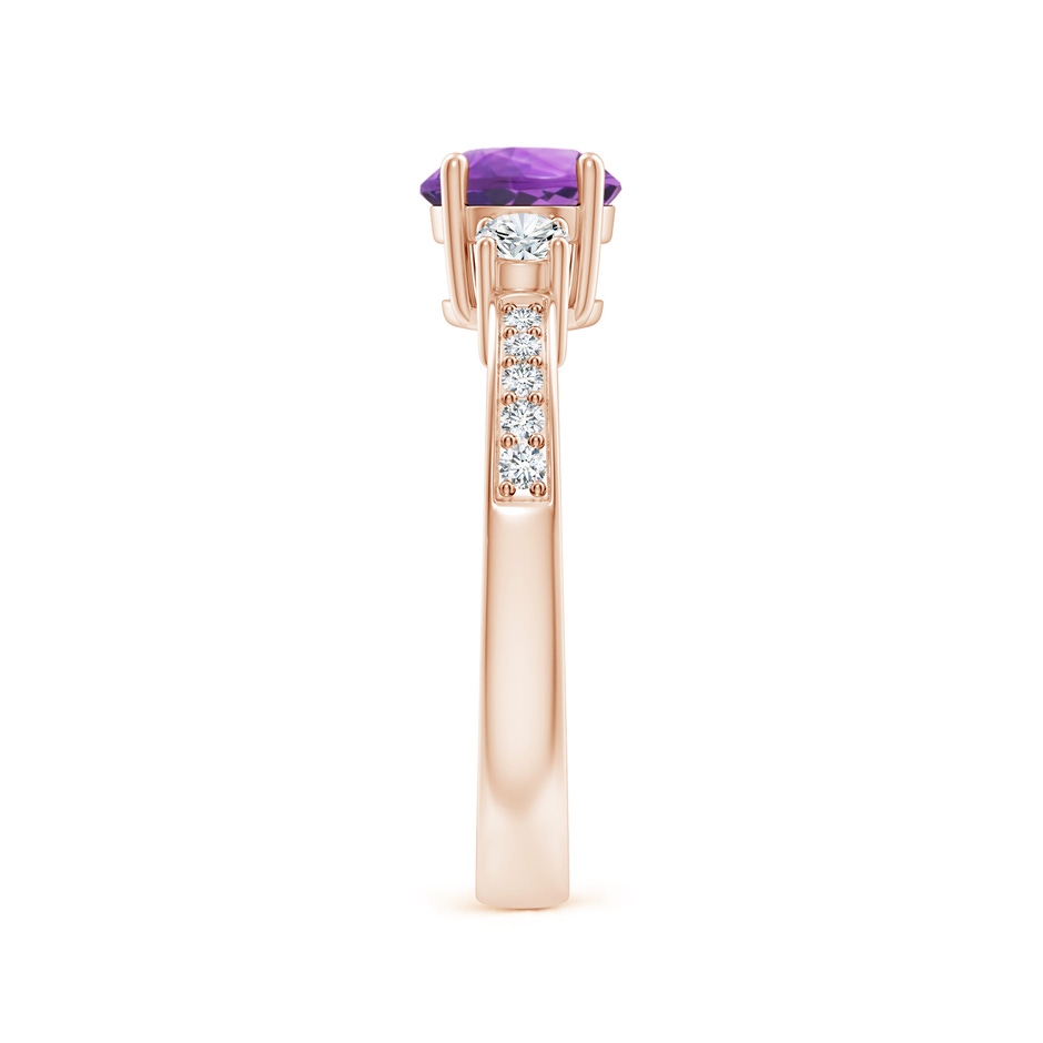 6mm AA Classic Three Stone Amethyst and Diamond Ring in Rose Gold side 299