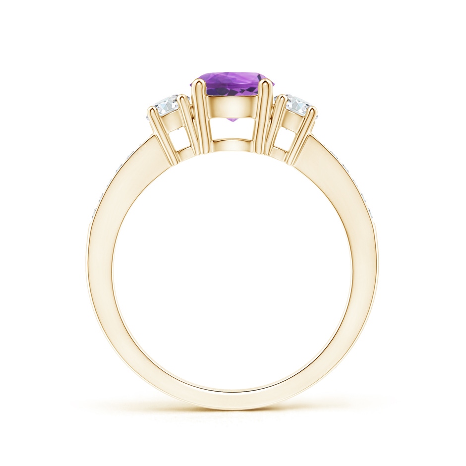 6mm AA Classic Three Stone Amethyst and Diamond Ring in Yellow Gold side 199