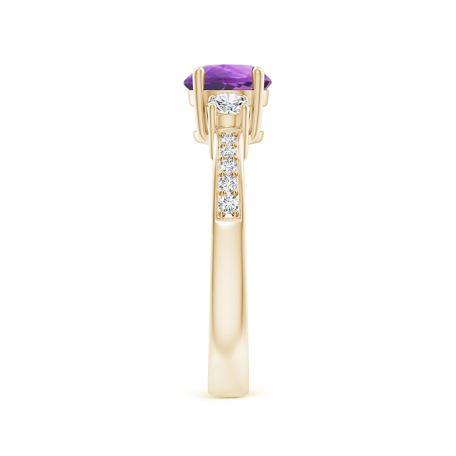 6mm AA Classic Three Stone Amethyst and Diamond Ring in Yellow Gold side 299