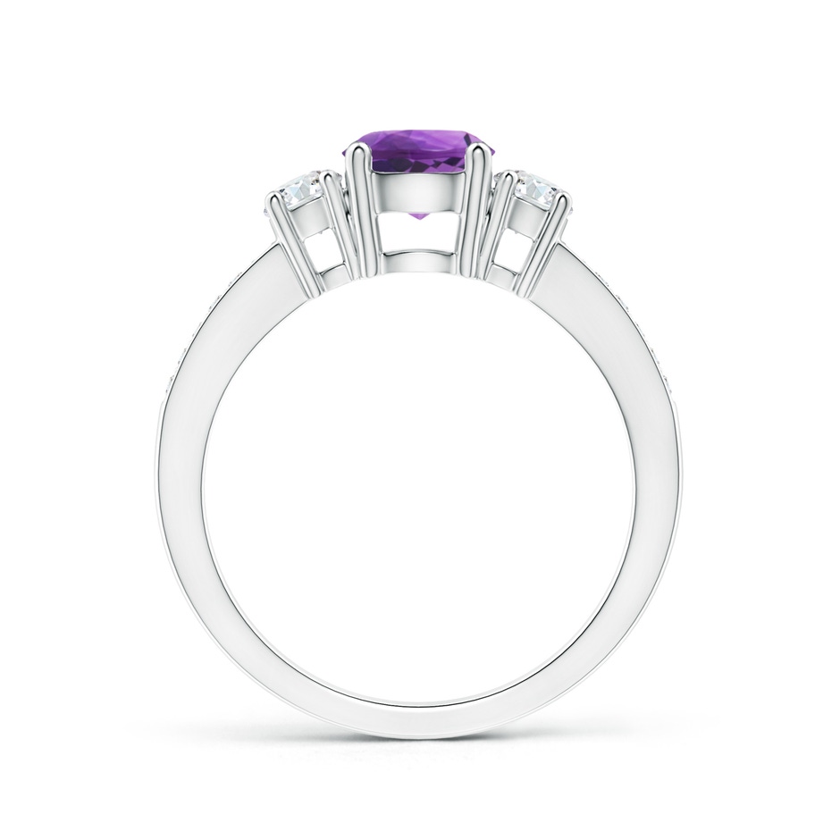 6mm AAA Classic Three Stone Amethyst and Diamond Ring in White Gold side-1