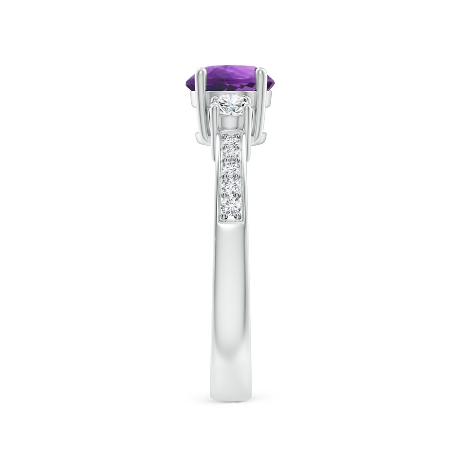 6mm AAA Classic Three Stone Amethyst and Diamond Ring in White Gold side 299