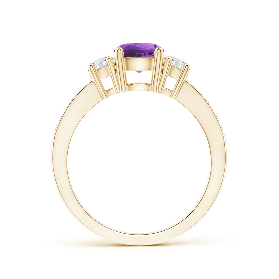 6mm AAA Classic Three Stone Amethyst and Diamond Ring in Yellow Gold side 199