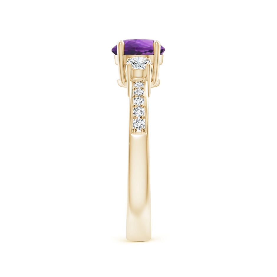 6mm AAA Classic Three Stone Amethyst and Diamond Ring in Yellow Gold side 299
