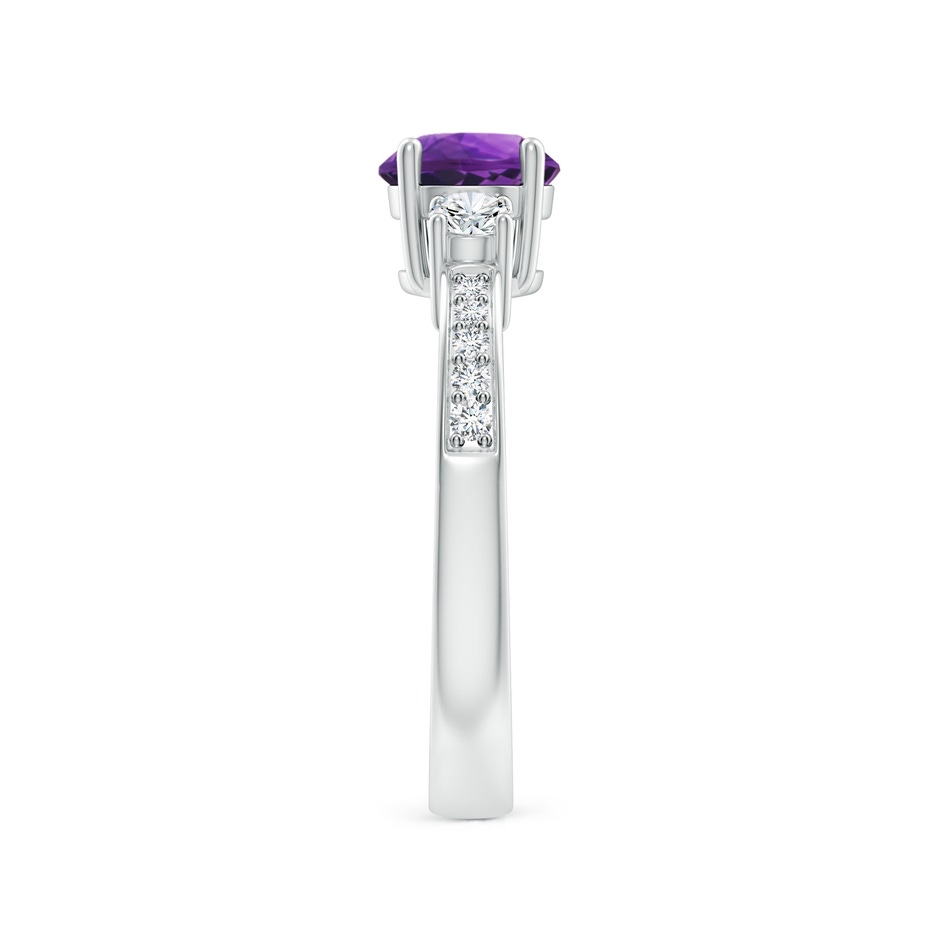 6mm AAAA Classic Three Stone Amethyst and Diamond Ring in S999 Silver side 299